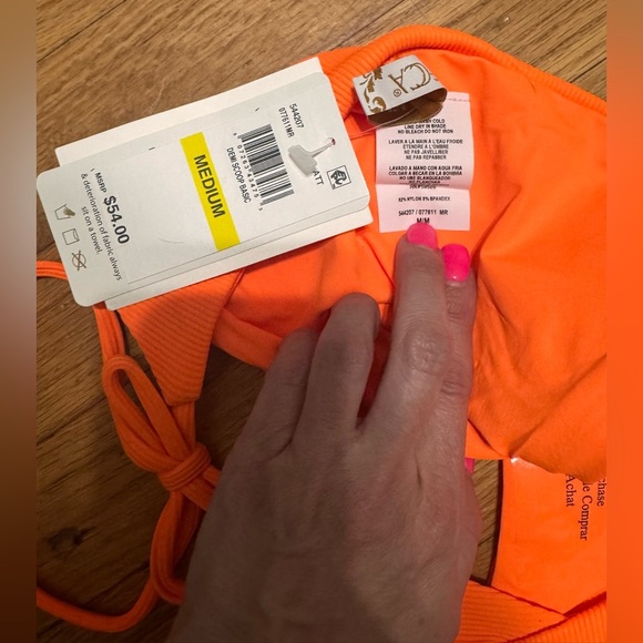 Becca Demi Ribbed Tie Side Hipster Bikini Bottom in Atomic Tangerine - Picture 7 of 7